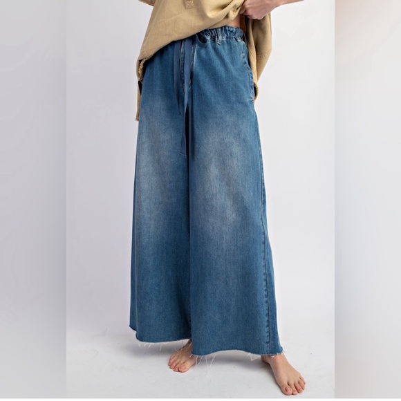 Wide Leg Denim Pants - Picture 3 of 14